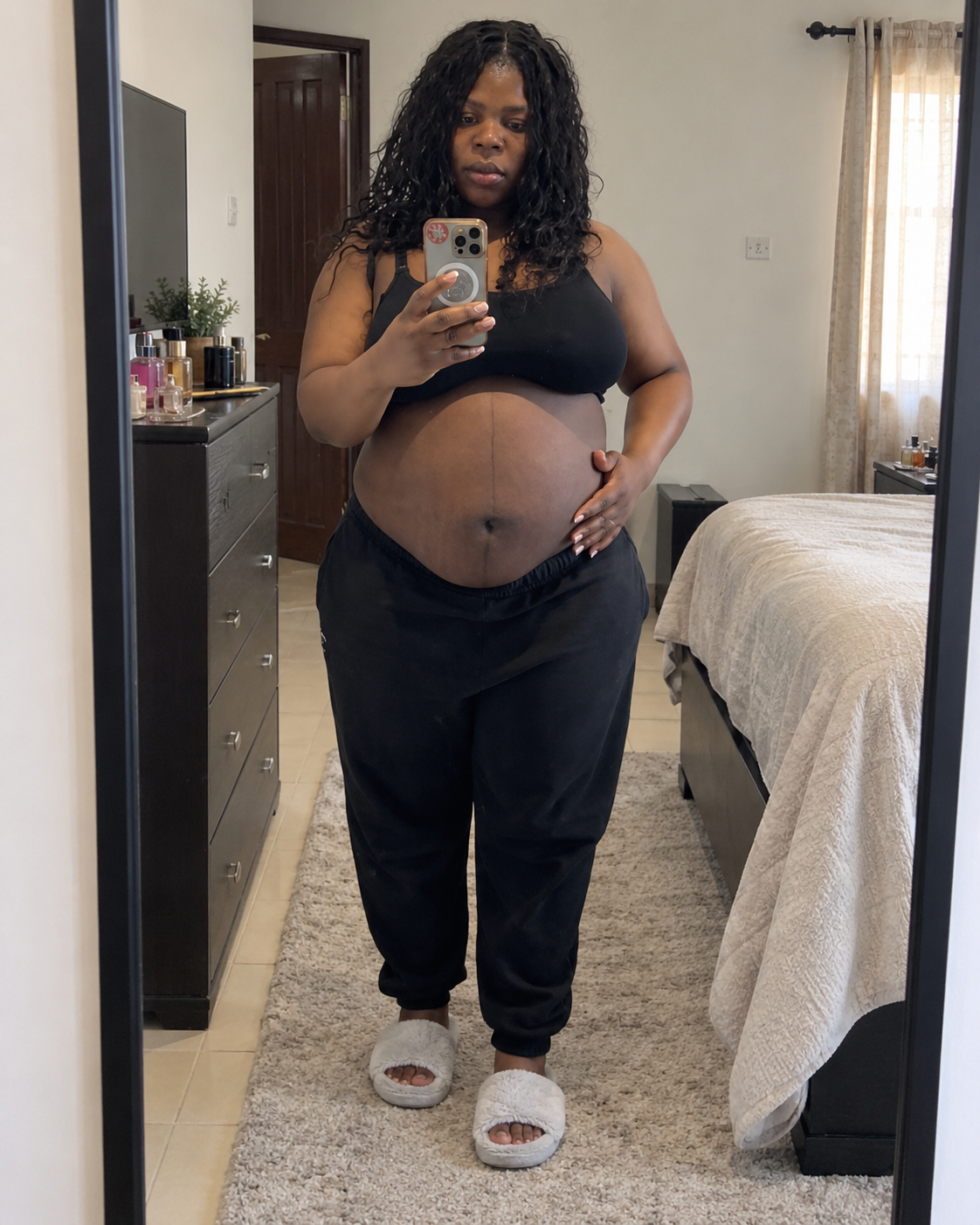 Amara eight months after childbirth